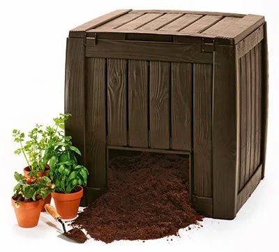KETER DECO Komposztláda alappal, 74×72×70 cm, 340 l