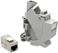 ROLINE Holder for 1 × keystone on DIN rail with RJ45 cat. 6a keystone connector, plastic, grey - Holder