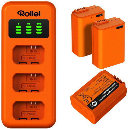 Rollei nabíječka pro 3 baterie + 3× baterie NP-FW50 - Charger - Main image