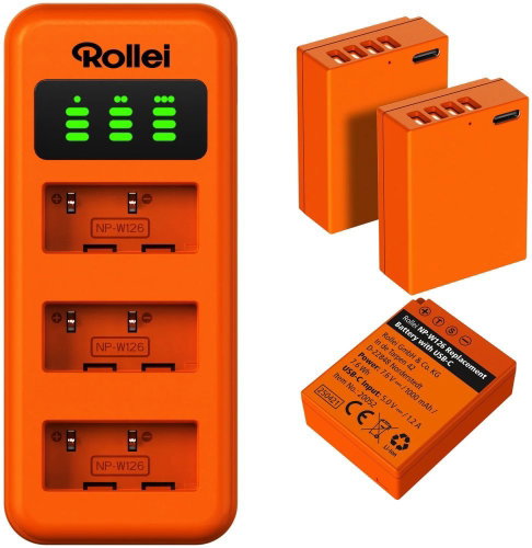 Rollei nabíječka pro 3 baterie + 3× baterie NP-W126 - Charger - Main image