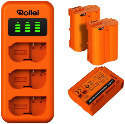 Rollei nabíječka pro 3 baterie + 3× baterie EN-EL15 - Charger - Main image