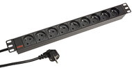Roline 19'' power panel 1U, 9 × socket CZ, black, 2 m - Surge Protection Socket Strip
