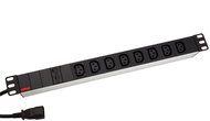 Roline 19" power panel 1U, 8 × C13 socket, IEC320 C14 fork, aluminium, 2 m - Surge Protection Socket Strip