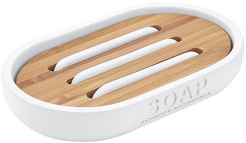Nimco Kora white free-standing soap dish – bamboo KO 24059–05 - Soap Dish - Main image