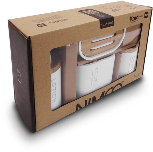 Nimco Bathroom set Kora white - soap dispenser, soap dispenser, soap dispenser, soap dispenser, stan - Bathroom Accessory Set - Main image