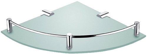 Nimco Corner bathroom and shower shelf with railing - glass metal Bormo BR-11091RA-26 - Bathroom Shelf - Main image