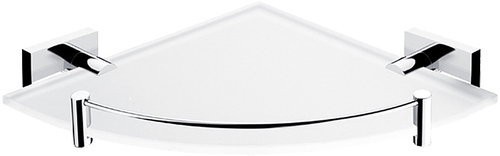 Nimco Corner bathroom and shower shelf with railing - glass metal Keira KE-22091RBX-26 - Bathroom Shelf - Main image