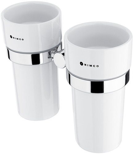 Nimco Double stainless steel toothbrush holder without drilling - ceramic containers Unix chrome UN-13058DKN-26 - Toothbrush Holder - Main image