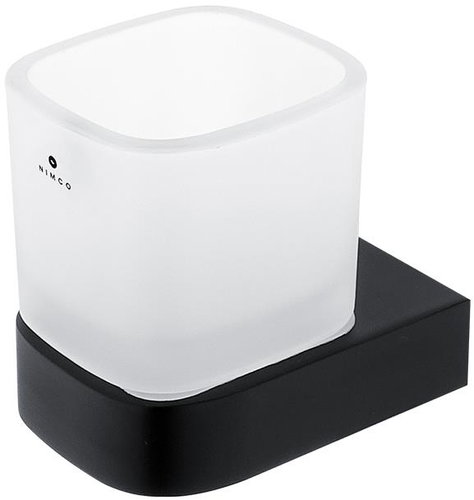 NIMCO Nikau black toothbrush holder, frosted glass container - Toothbrush Holder - Main image