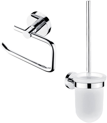 Nimco Stainless steel toilet set - glass without drilling Unix chrome UN-set-94WN-26 - Bathroom Accessory Set - Main image