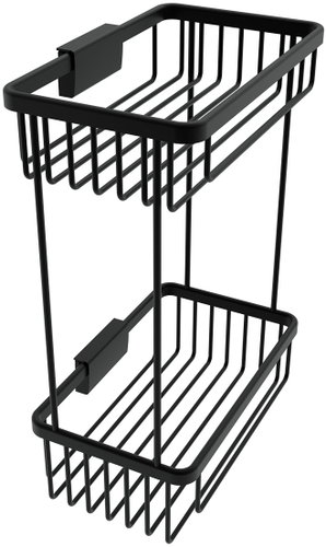 Nimco Kibo two-tier wire bathroom shelf, 23 cm, matt black brass - Bathroom Shelf - Main image