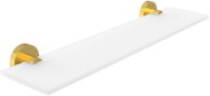 Nimco Unix matt glass bathroom shelf, 50 cm – no-drill, brushed gold - Bathroom Shelf