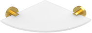 Nimco Unix corner frosted glass bathroom shelf with rail, 25 cm, brushed gold - Bathroom Shelf