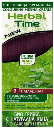 Herbal Time Henna natural hair colour 9 Aubergine 75 ml - Henna Hair Dye - Main image
