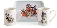 Royal Worcester Halloween Cats and Dogs Tray and Mug Set - Set of Cups