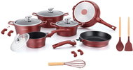 Royalty Royalty Sada nádobí s mramorovým povrchem 17dílná, click systém, burgundy - Sada nádobí