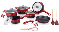 Royalty Royalty Sada nádobí s mramorovým povrchem 17dílná, click systém, červenočerná - Sada nádobí