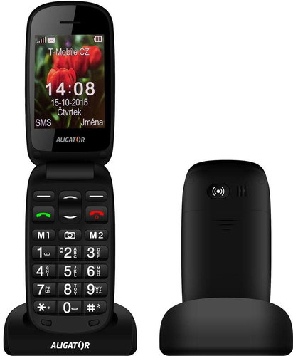 Aligator V600 Senior red-black + desktop charger - Mobile Phone - Main image