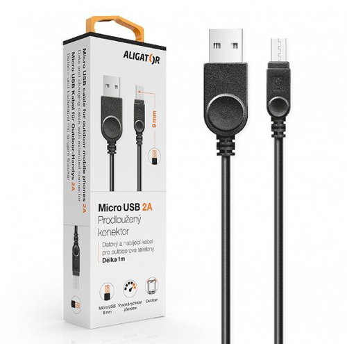 ALIGATOR microUSB - 2A, fekete - Adatkábel - Fő fotó
