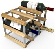 RTA Wine Rack for 9 Wine Bottles, Light Oak - Galvanised Steel / Unfold - Wine Rack