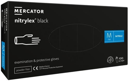 MERCATOR MEDICAL Nitrylex Black černé, 100 ks, vel. M - Zdravotnické rukavice - Hlavní obrázek