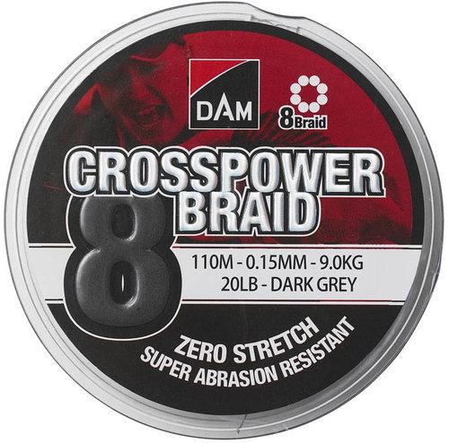 DAM Crosspower 8-Braid 0.20mm 12.6kg 28lb 150m Dark Grey - Line - Main image