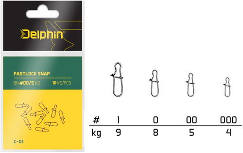 Delphin Fastlock Snap C-01 Velikost 000 4kg 10ks - Karabinka - Hlavní obrázek