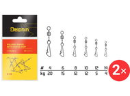 Delphin Rollings Swivel with Hooked Snap Size 12, 5 kg 2 ×10 pcs - Snap Hook
