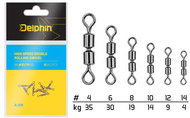 Delphin High Speed Double Rolling Swivel A-04 Size 6, 30 kg 2 ×10 pcs - Swivel
