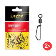 Delphin Rolling swivel with T snap Size 8, 19 kg 2 × 10 pcs - Snap Hook