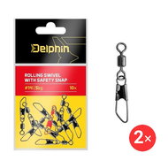 Delphin Rolling swivel with safety snap Size 12, 5 kg 2 × 10 pcs - Snap Hook