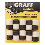 Graff Zig-Rig Plovoucí váleček 7 x 13 mm Černá/Bílá 2 × 10 ks - Umělá nástraha