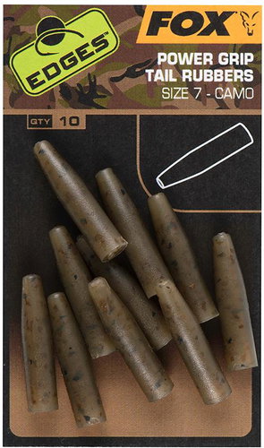 Fox Edges Power Grip Tail Rubbers, size 7, camo, 10 pcs - Sleeve - Main image