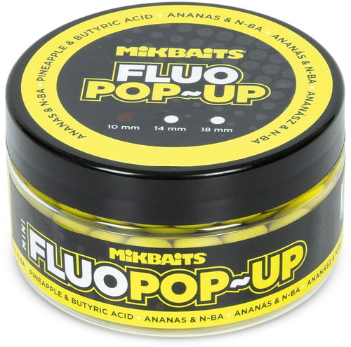Mikbaits Mini Floating Fluo boilies Pineapple N-BA 100 ml 10 mm - Pop-up Boilies - Main image