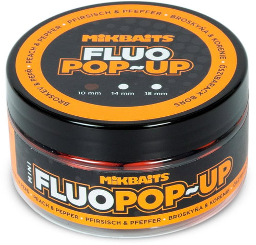 Mikbaits Mini Floating Fluo boilies Peach Pepper 100 ml 10 mm - Pop-up Boilies - Main image