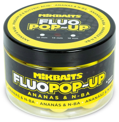 Mikbaits Floating fluo boilie Pineapple N-BA 150 ml 14 mm - Pop-up Boilies - Main image