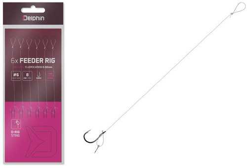 Delphin FLR D-rig BARB 8cm 0,22 mm Size 8 Sting 7 mm 6 pcs - Rig - Main image