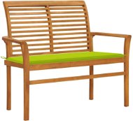 Zahradní lavice s jasně zelenou poduškou 112 cm masivní teak, 3062660 - Zahradní lavice