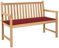 Zahradní lavice s vínovou poduškou 120 cm masivní teak, 3062685 - Zahradní lavice