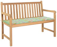 Zahradní lavice s poduškou se vzorem listů 120 cm masivní teak, 3062688 - Zahradní lavice