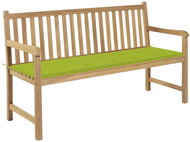 Zahradní lavice s jasně zelenou poduškou 150 cm masivní teak, 3062714 - Zahradní lavice