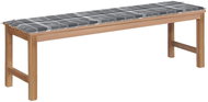 Zahradní lavice s šedou károvanou poduškou 150 cm masivní teak, 3062852 - Zahradní lavice