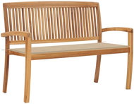 Stohovatelná zahradní lavice s poduškou 128,5 cm masivní teak, 3063282 - Zahradní lavice