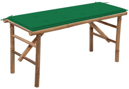 Skládací zahradní lavice s poduškou 118 cm bambus, 3063854 - Zahradní lavice - Main image