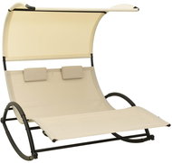 Dvojité zahradní lehátko s baldachýnem textilen krémové, 310548 - Zahradní lehátko