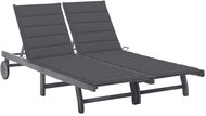 Zahradní lehátko pro 2 osoby s poduškou šedé masivní akácie, 3061389 - Zahradní lehátko