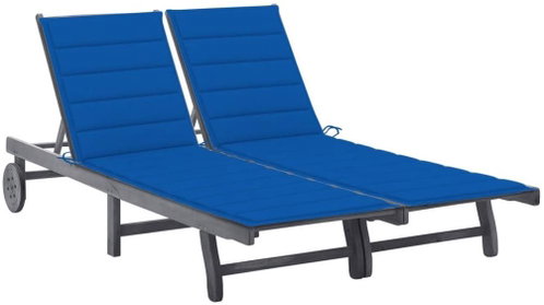 Zahradní lehátko pro 2 osoby s poduškou šedé masivní akácie, 3061399 - Zahradní lehátko - Main image