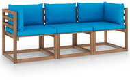 3místná zahradní pohovka z palet světle modré podušky borovice, 3067288 - Zahradní pohovka