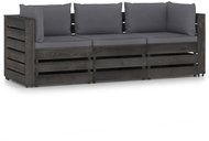 3místná zahradní pohovka s poduškami šedě impregnované dřevo, 3068168 - Zahradní pohovka