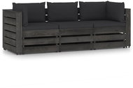 3místná zahradní pohovka s poduškami šedě impregnované dřevo, 3068175 - Zahradní pohovka